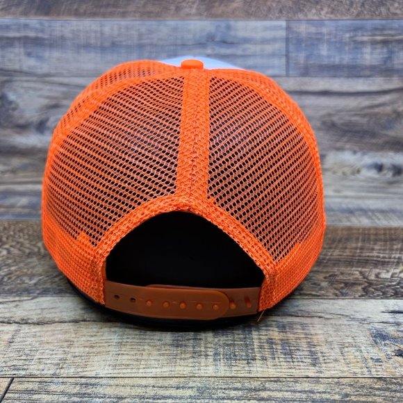 VANS Mens Trucker Hat Orange Snapback Beach Skeleton Retro Skateboard Logo Cap - Picture 5 of 8